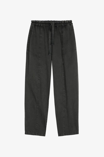 Black pants with drawstring on a white background