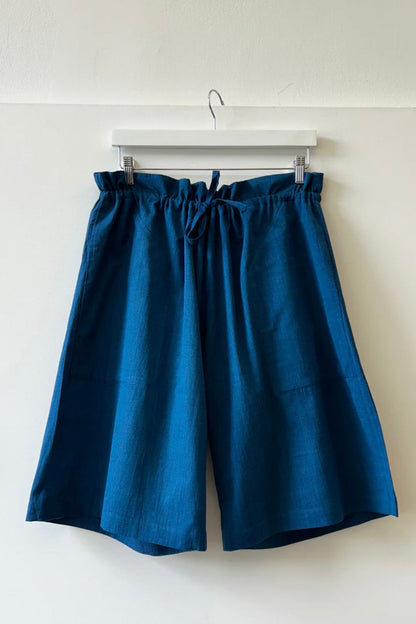 Two - Paperbag Waist Shorts in Blue