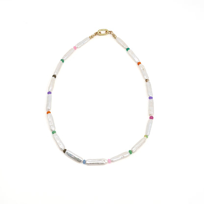 Long Pearl Confetti Necklace