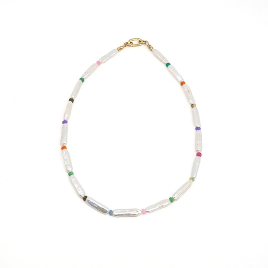 Long Pearl Confetti Necklace
