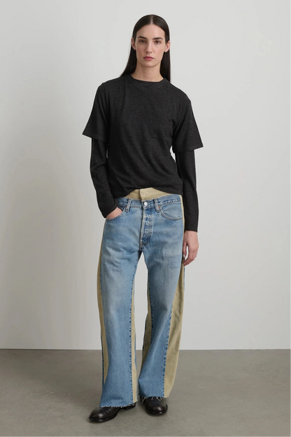 B SIDES - Double Waistband Rework in Vintage Indigo & Suede