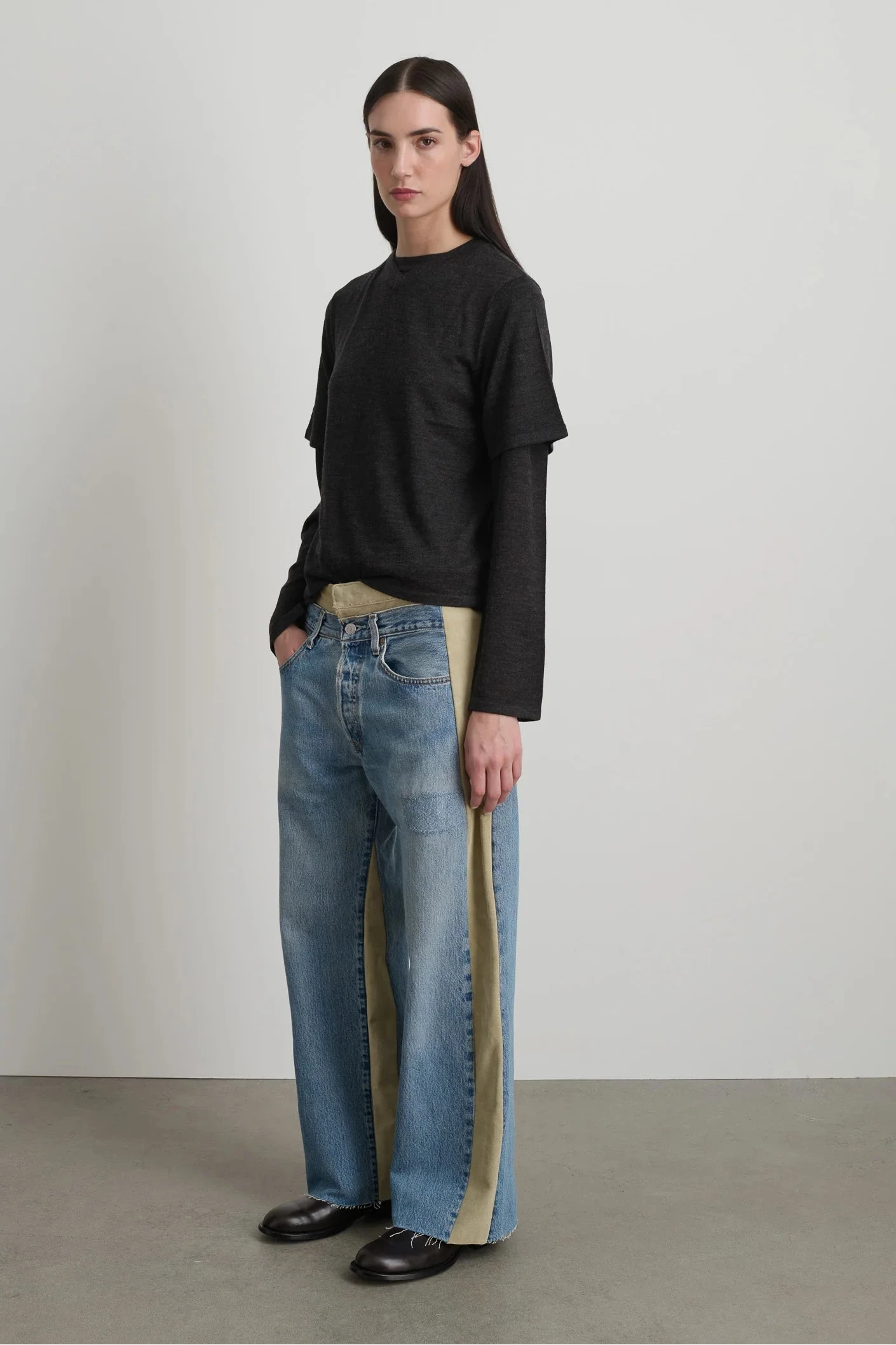 B SIDES - Double Waistband Rework in Vintage Indigo & Suede