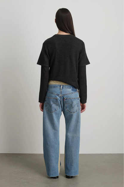 B SIDES - Double Waistband Rework in Vintage Indigo & Suede