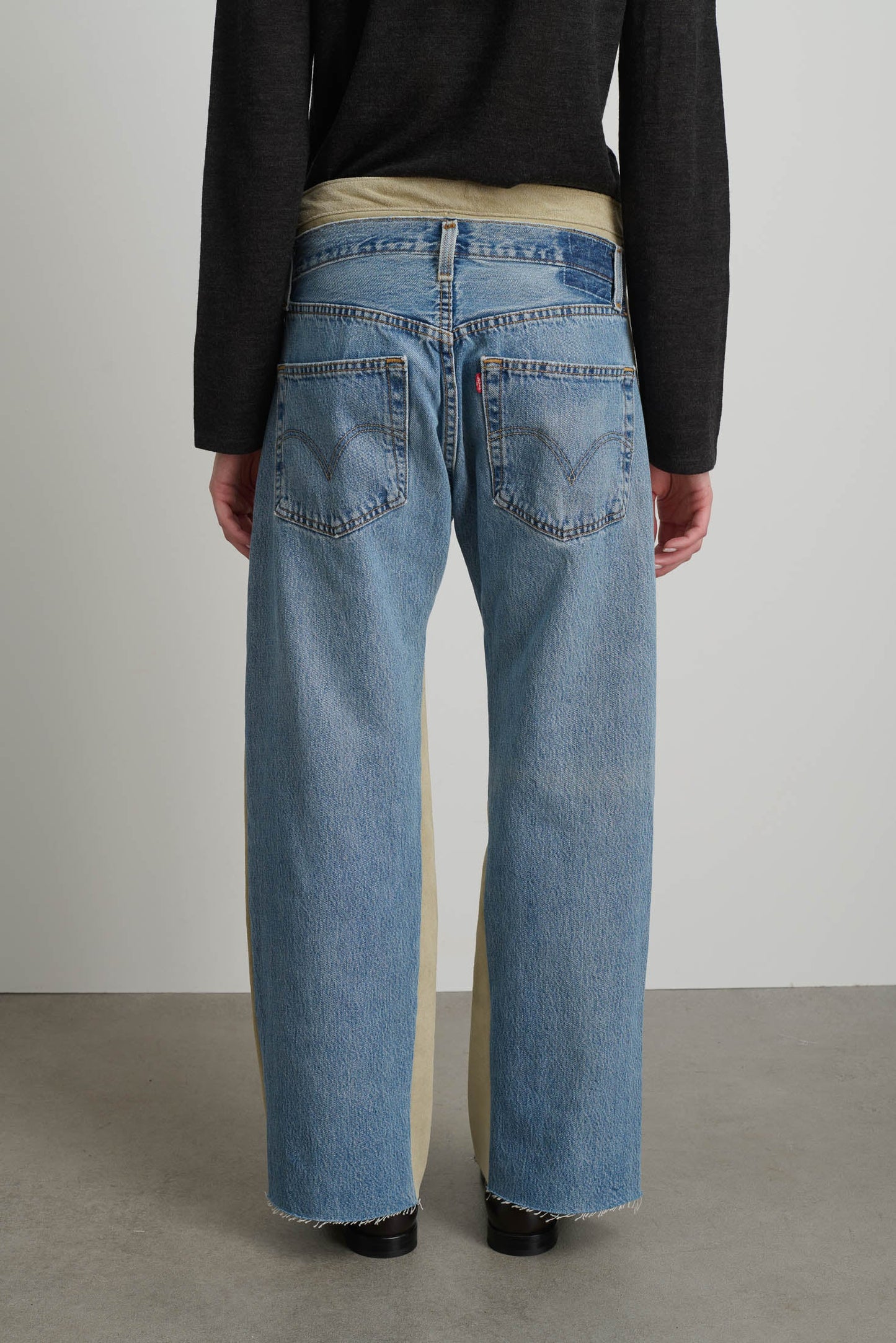 B SIDES - Double Waistband Rework in Vintage Indigo & Suede