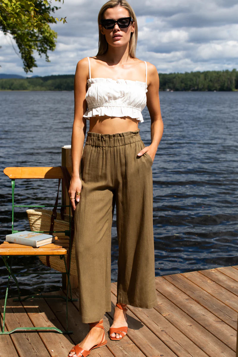 Emerson Fry Pull On Pocket Pant - Gothic Olive Linen