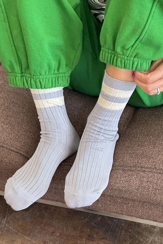 Le Bon Shoppe Her Varsity Socks - Stone White