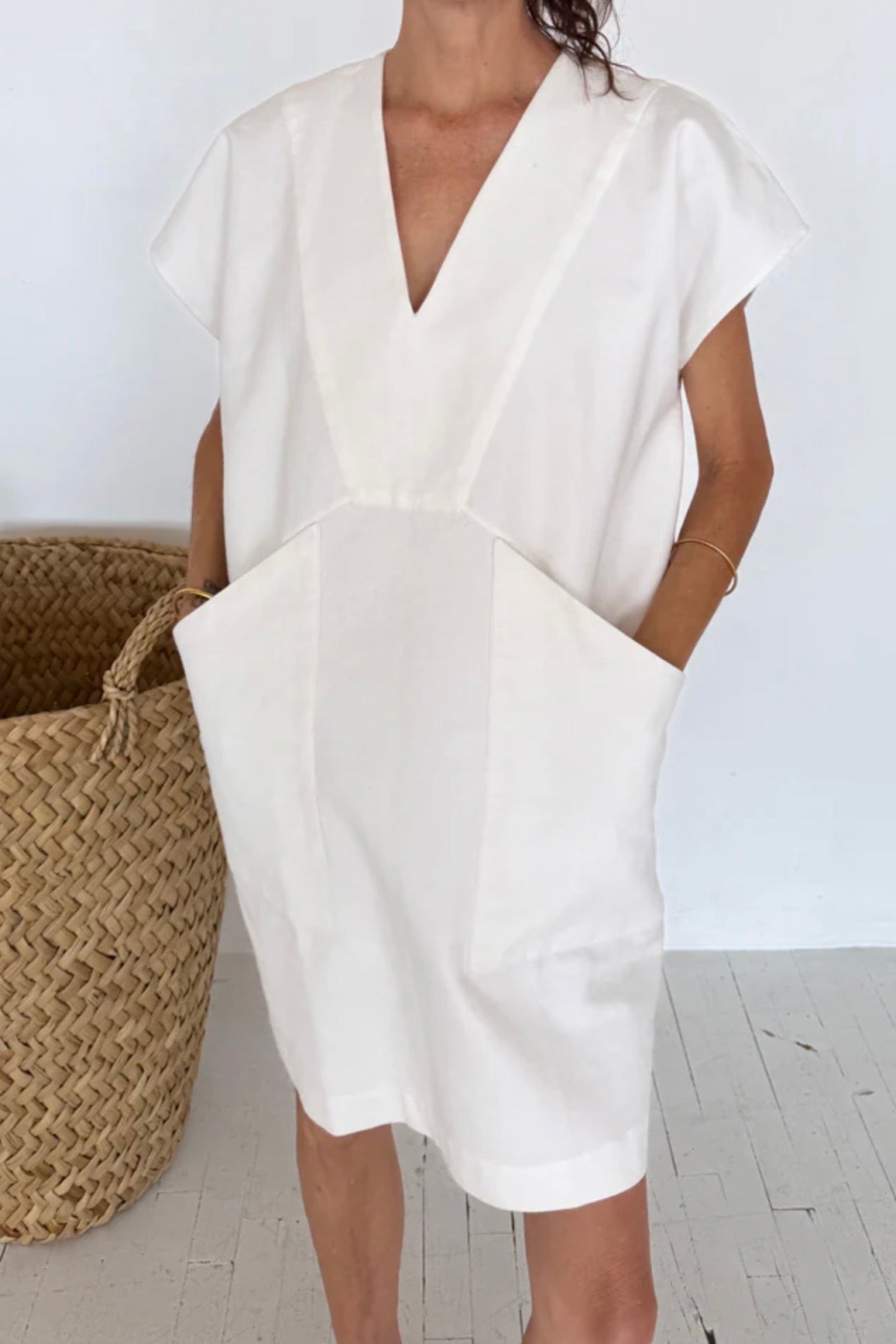 Two - Diagonal Pocket Tunic - White