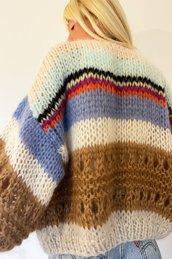 Maiami Stripes Galore Bomber Cardigan - Cool Pastel