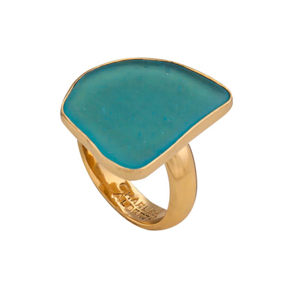 Charles Albert Aqua Recycled Glass Ring