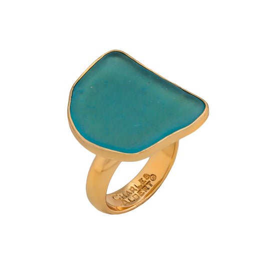 Charles Albert Aqua Recycled Glass Ring