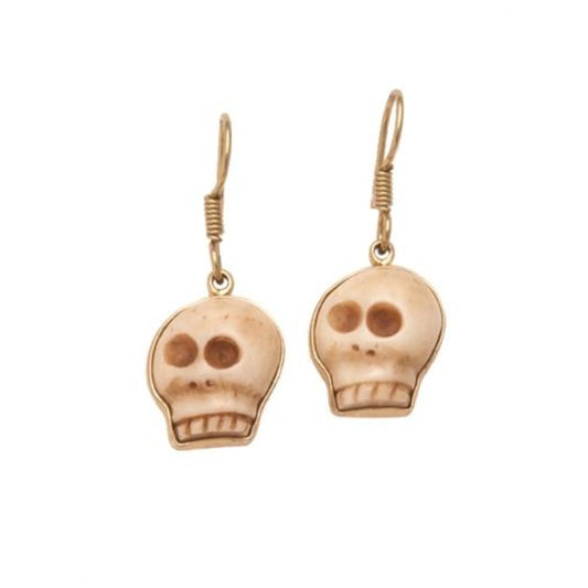 Charles Albert Bone Skull Drop Earrings