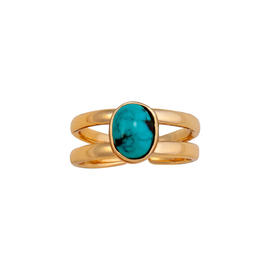 Charles Albert Double Band Turquoise Ring