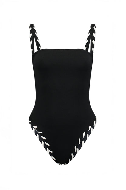 NAU Bikinis-Contour One Piece in Black and White
