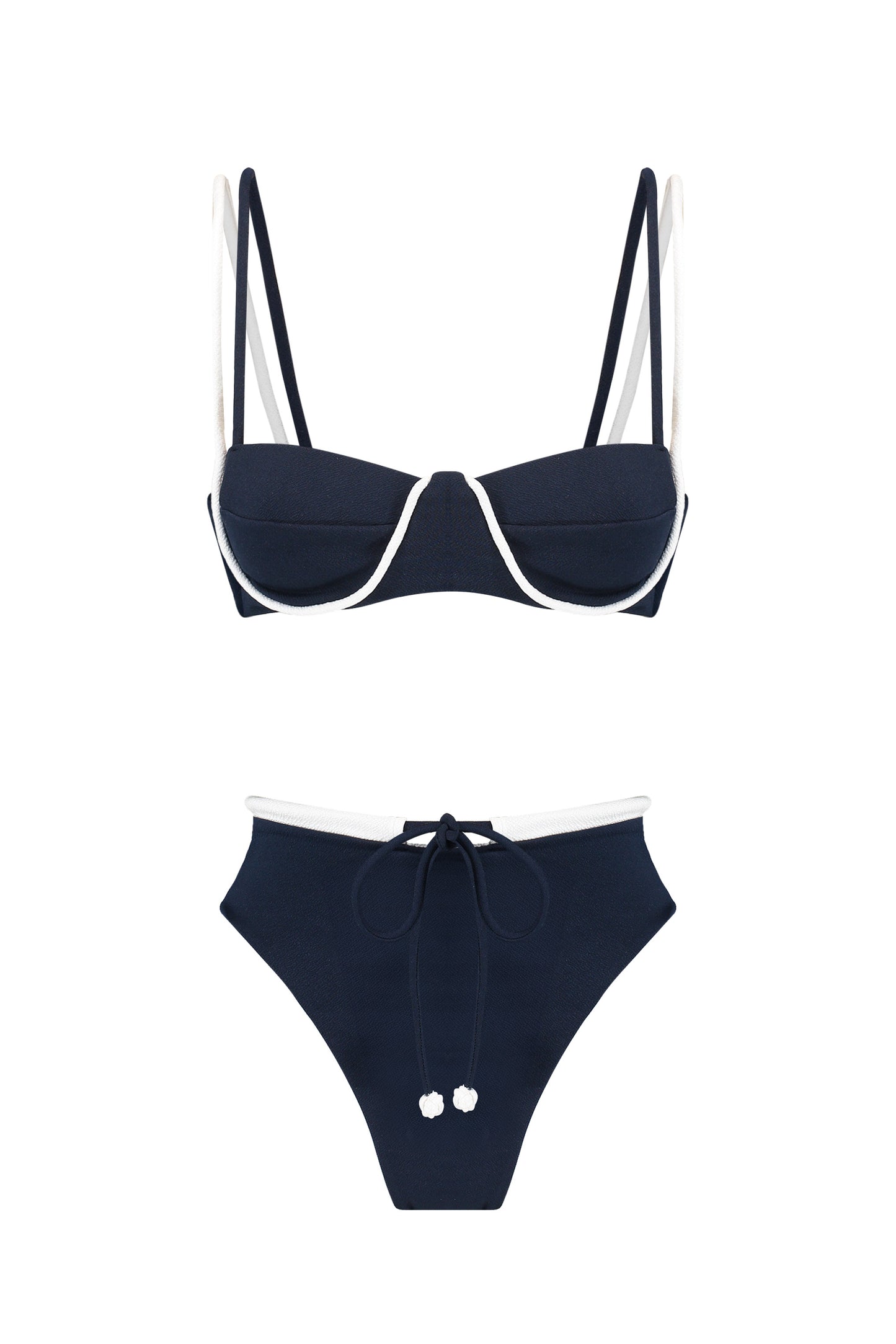 NAU Bikinis-Corda Pink-Up Top in Navy & White