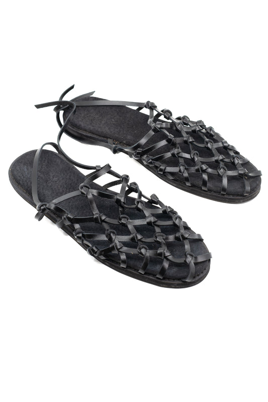 Woven Palm Fisherman's Wife Sandal - Black