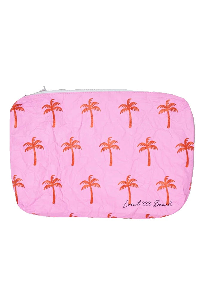 Local Beach - Pink Neon Palms Water Resistant Tyvek Printed Pouch