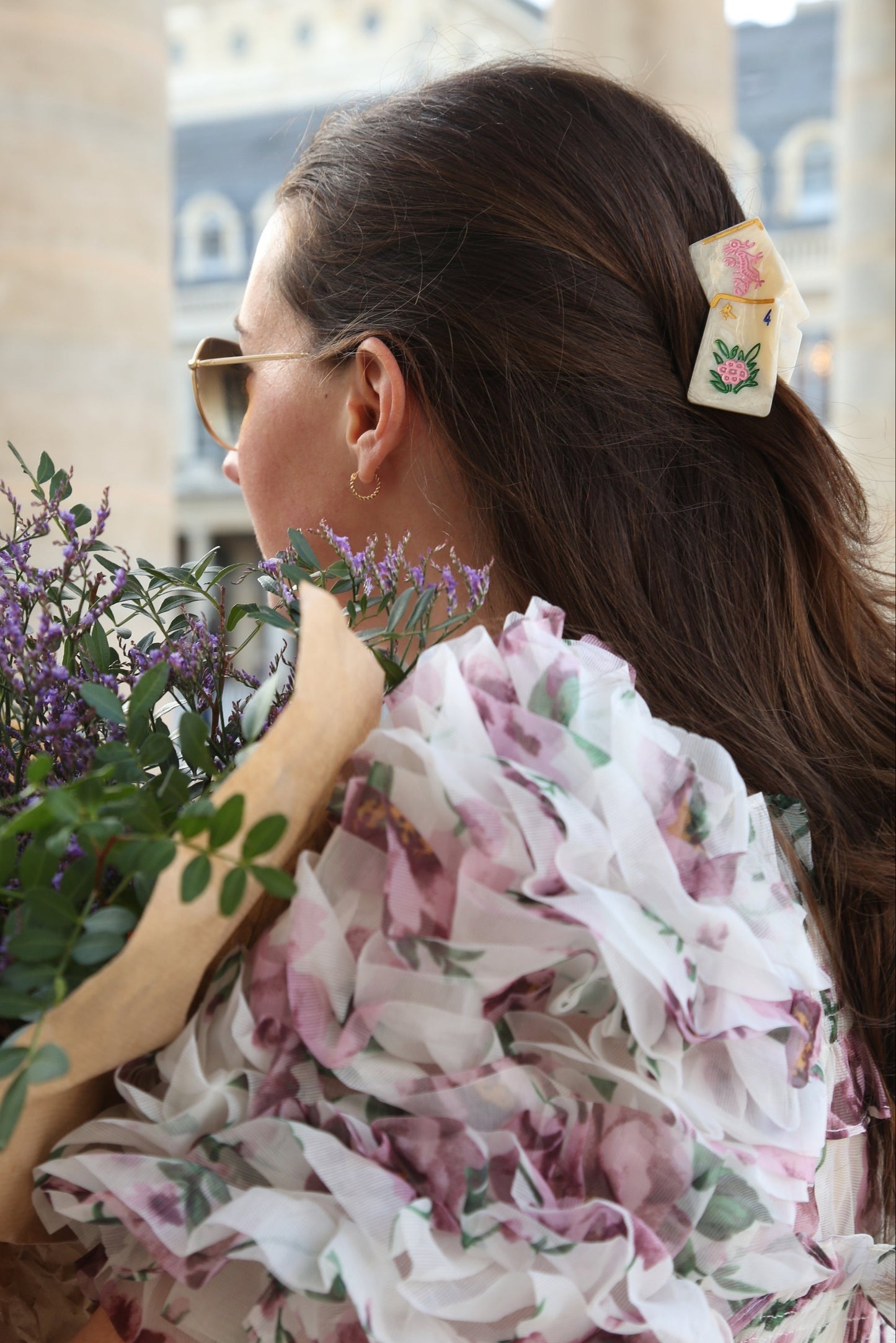 Solar Eclipse | Hand Painted Mini Flower Mahjong Claw Hair Clip