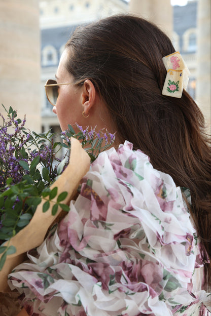 Solar Eclipse | Hand Painted Mini Flower Mahjong Claw Hair Clip