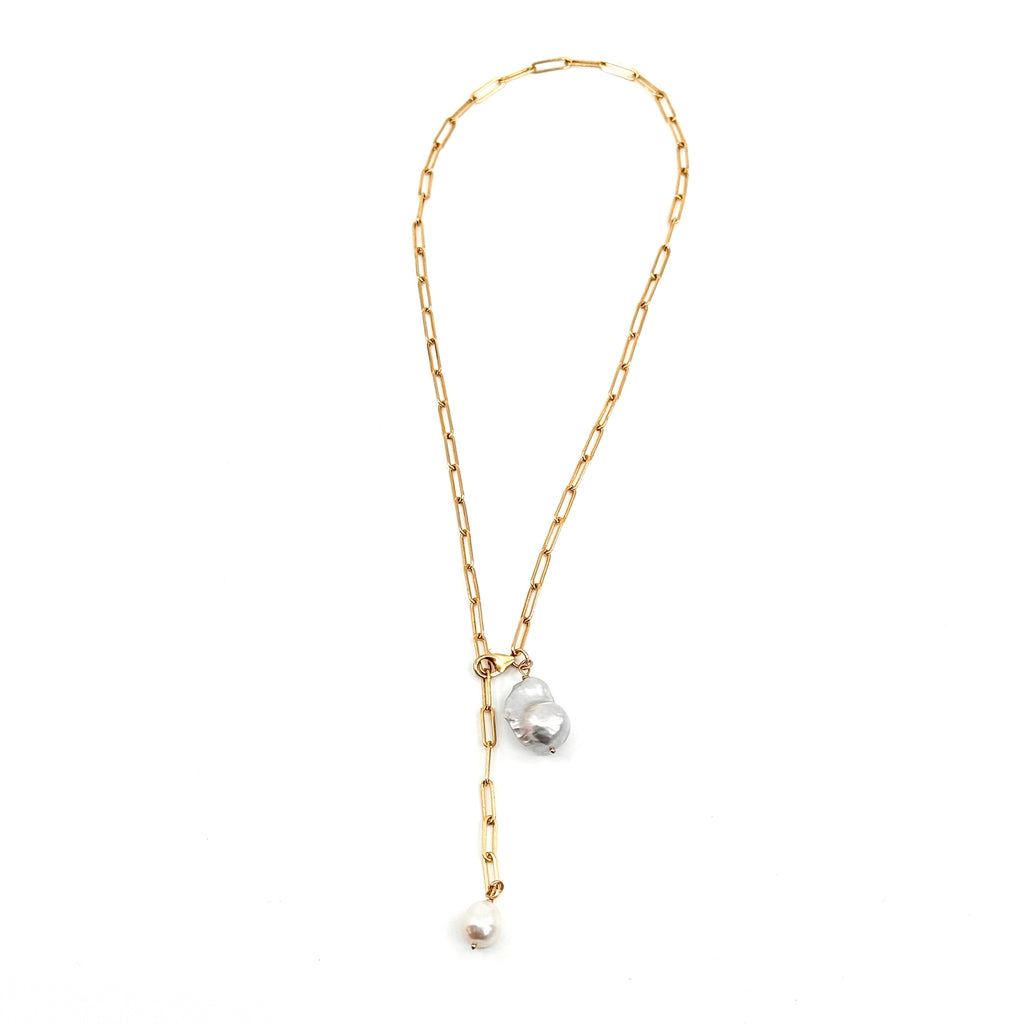 Double Pearl Adjustable Necklace