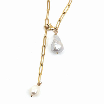 Double Pearl Adjustable Necklace