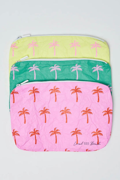 Local Beach - Pink Neon Palms Water Resistant Tyvek Printed Pouch