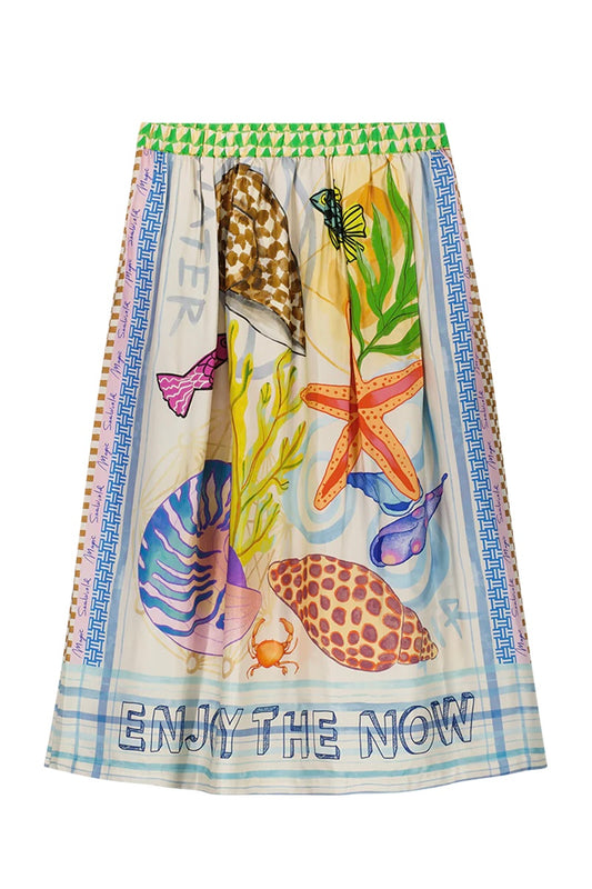 ME369 Vanessa Printed Midi Skirt - Magic Ocean