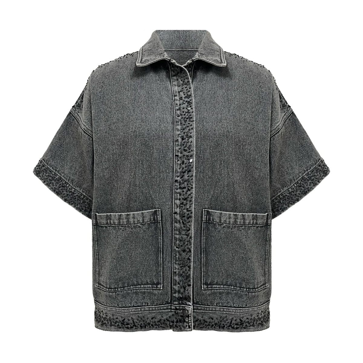 V de Vinster - Emile Short-Sleeved Jacket in Black Denim