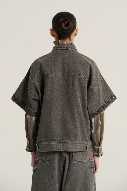 V de Vinster - Emile Short-Sleeved Jacket in Black Denim