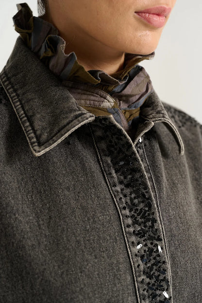 V de Vinster - Emile Short-Sleeved Jacket in Black Denim