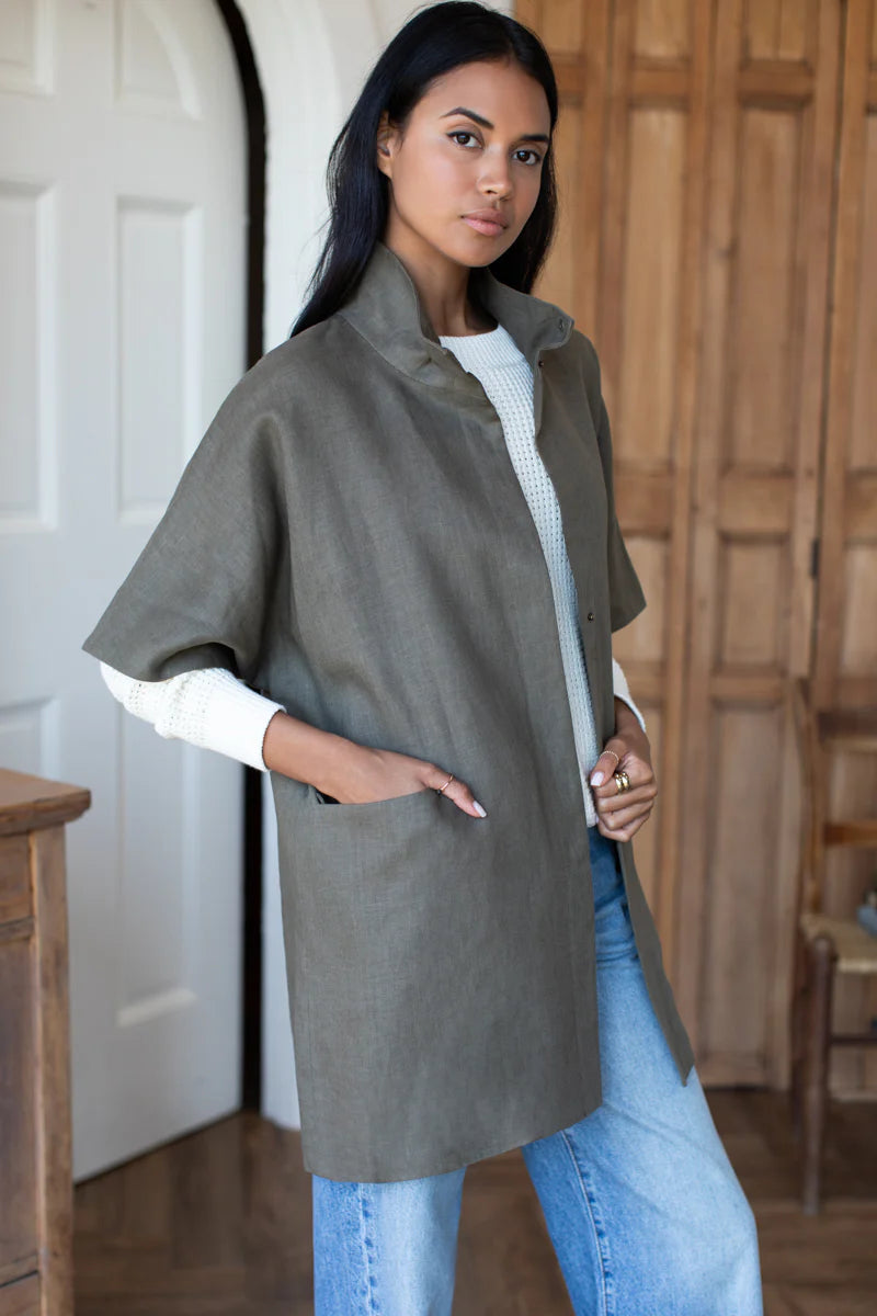 Emerson Fry Layering Jacket - Army Green Linen