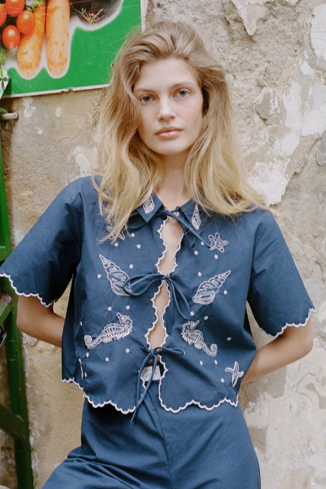 Maison Labiche | Poplin Ultramarine Shells Shirt
