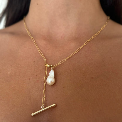 Toggle Pearl Lariat Necklace