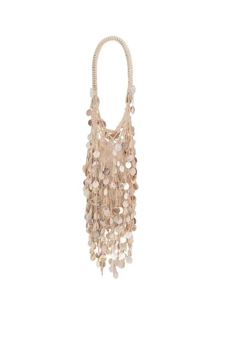 Melie Bianco Skye Natural Small Shell Top Handle Bag