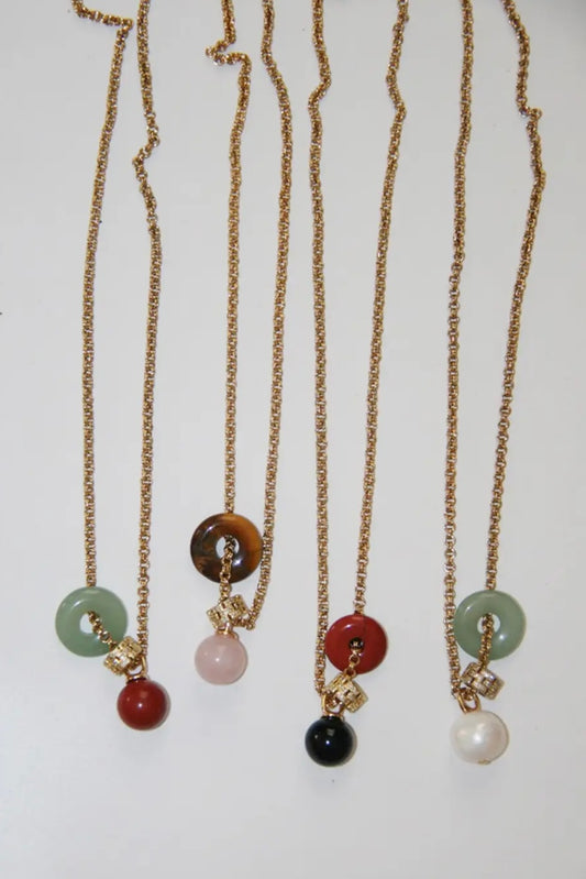 By Orly | Sai Tigers Eye Rose Quartz Gemstone Cluster Necklace