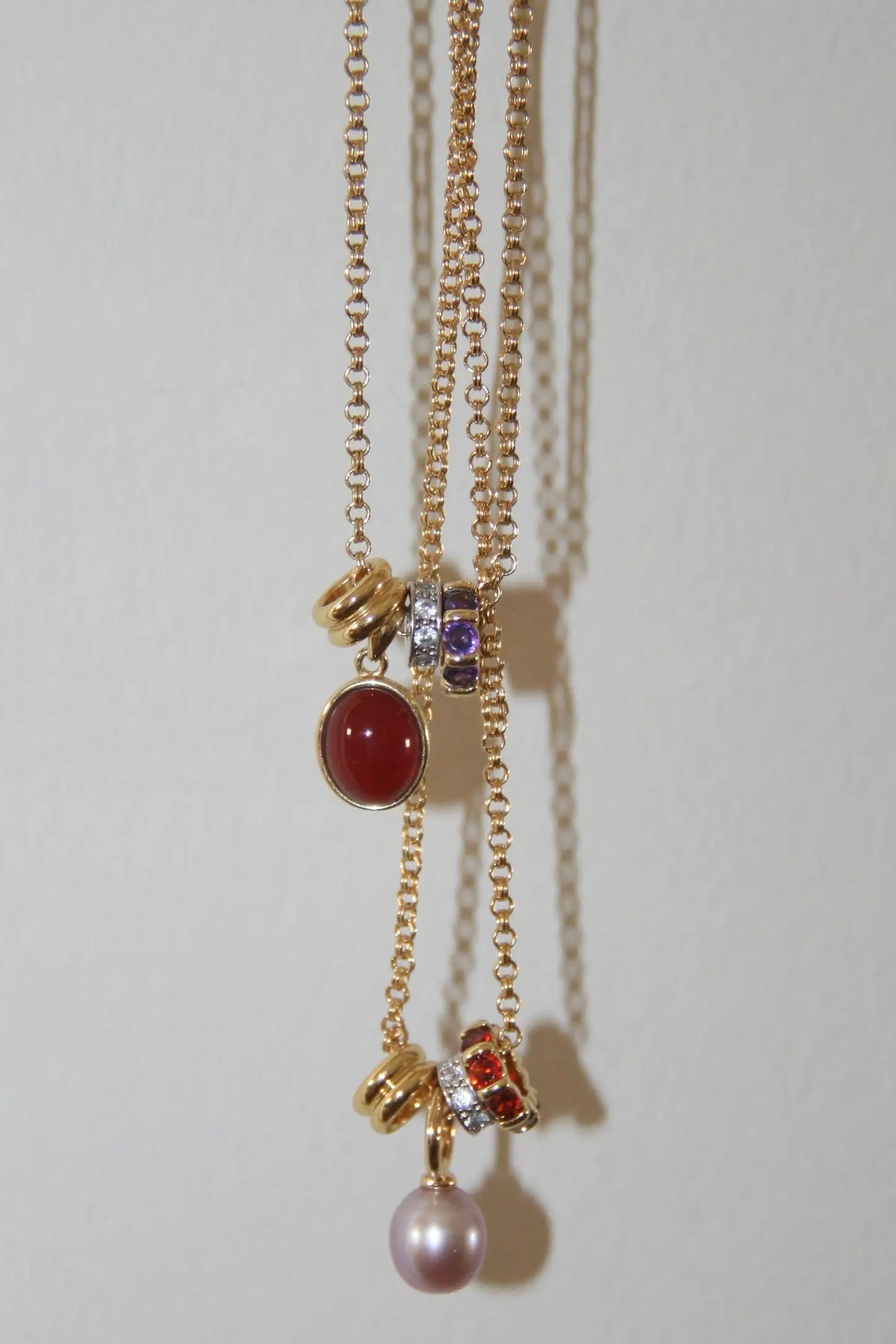 By Orly Eva Lavender Freshwater Pearl Garnet Zircon Pendant Necklace