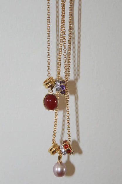 By Orly Eva Lavender Freshwater Pearl Garnet Zircon Pendant Necklace