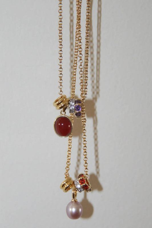 By Orly | Eva Lavender Freshwater Pearl Garnet Zircon Pendant Necklace