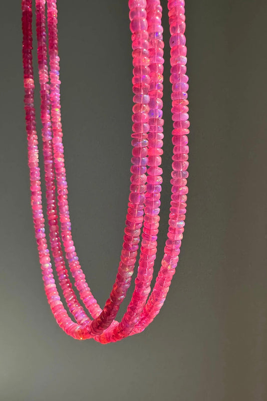 Anokhi Green - Neon Pink Ethiopian Opal Necklace