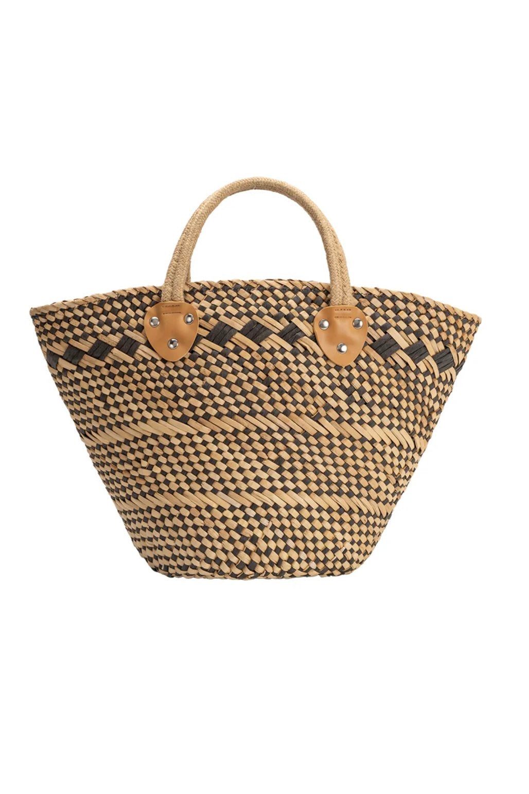 Melie Bianco Martha Black Straw Tote Bag