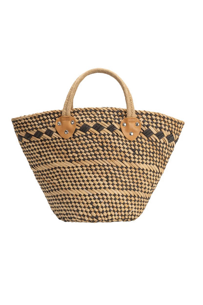 Melie Bianco Martha Black Straw Tote Bag