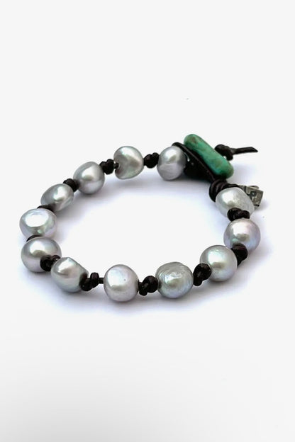 CLP Jewelry - Silver Pearl Knotted Bracelet