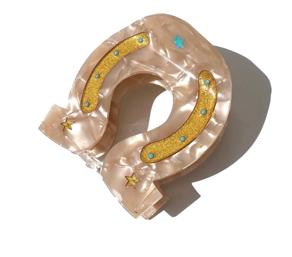 Solar Eclipse Hand-painted Lucky Horseshoe Hair Clip | Eco-Friendly