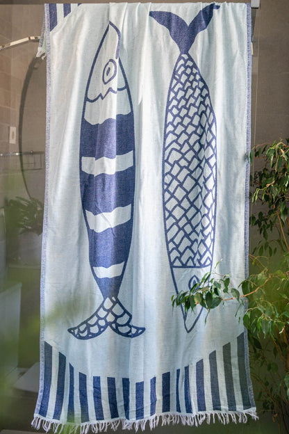Olive & Loom - Sardine Beach Towel | Blue/Navy
