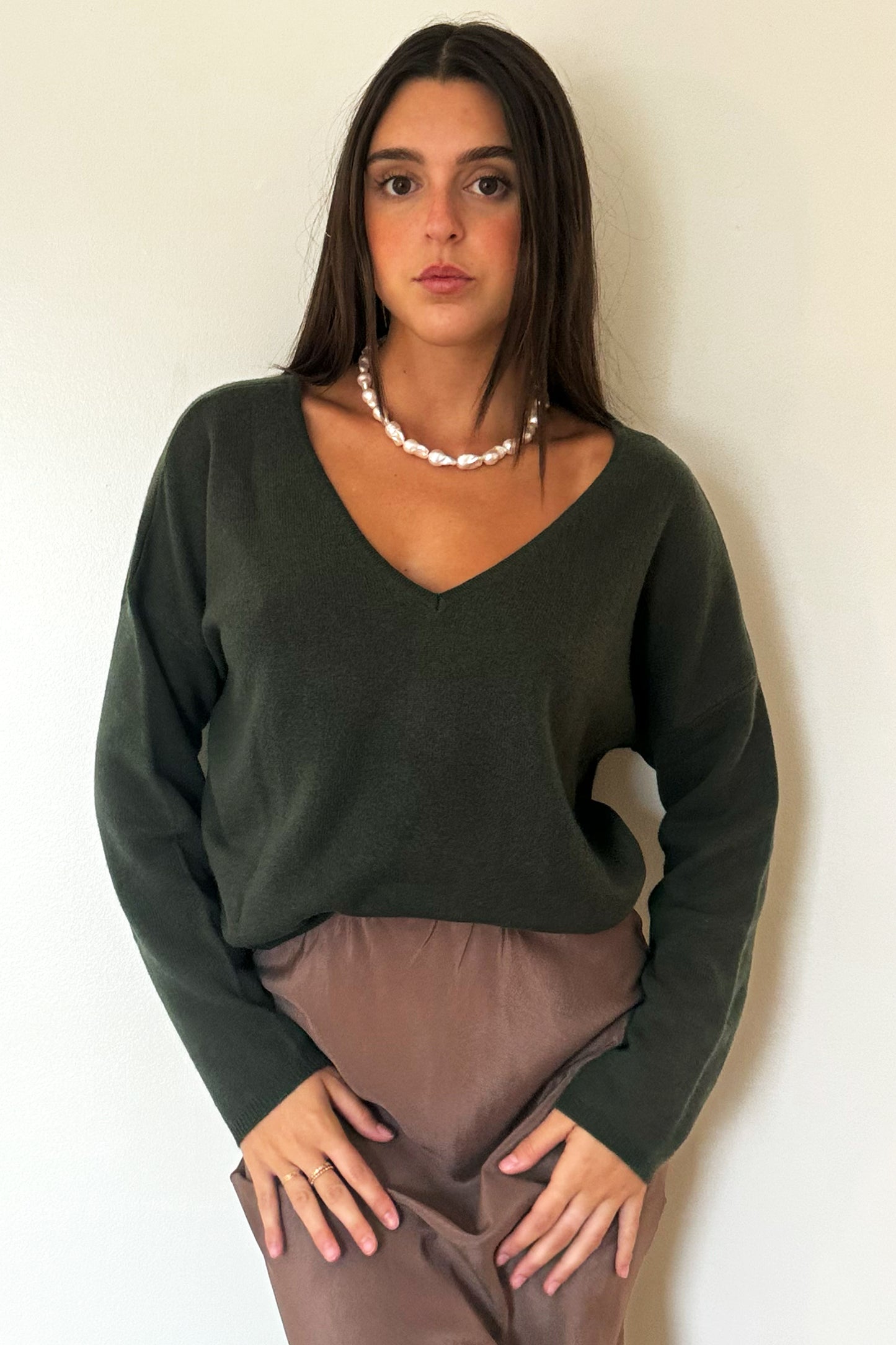 Crush Nala Sexy Back Sweater - Khaki