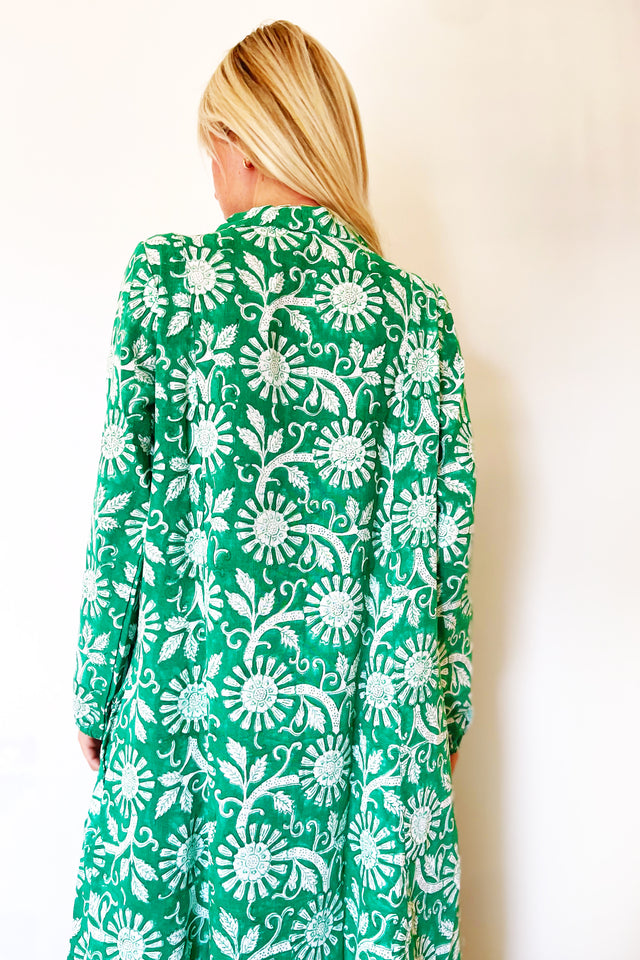Joshi Floral Long Sleeve Dress in Green