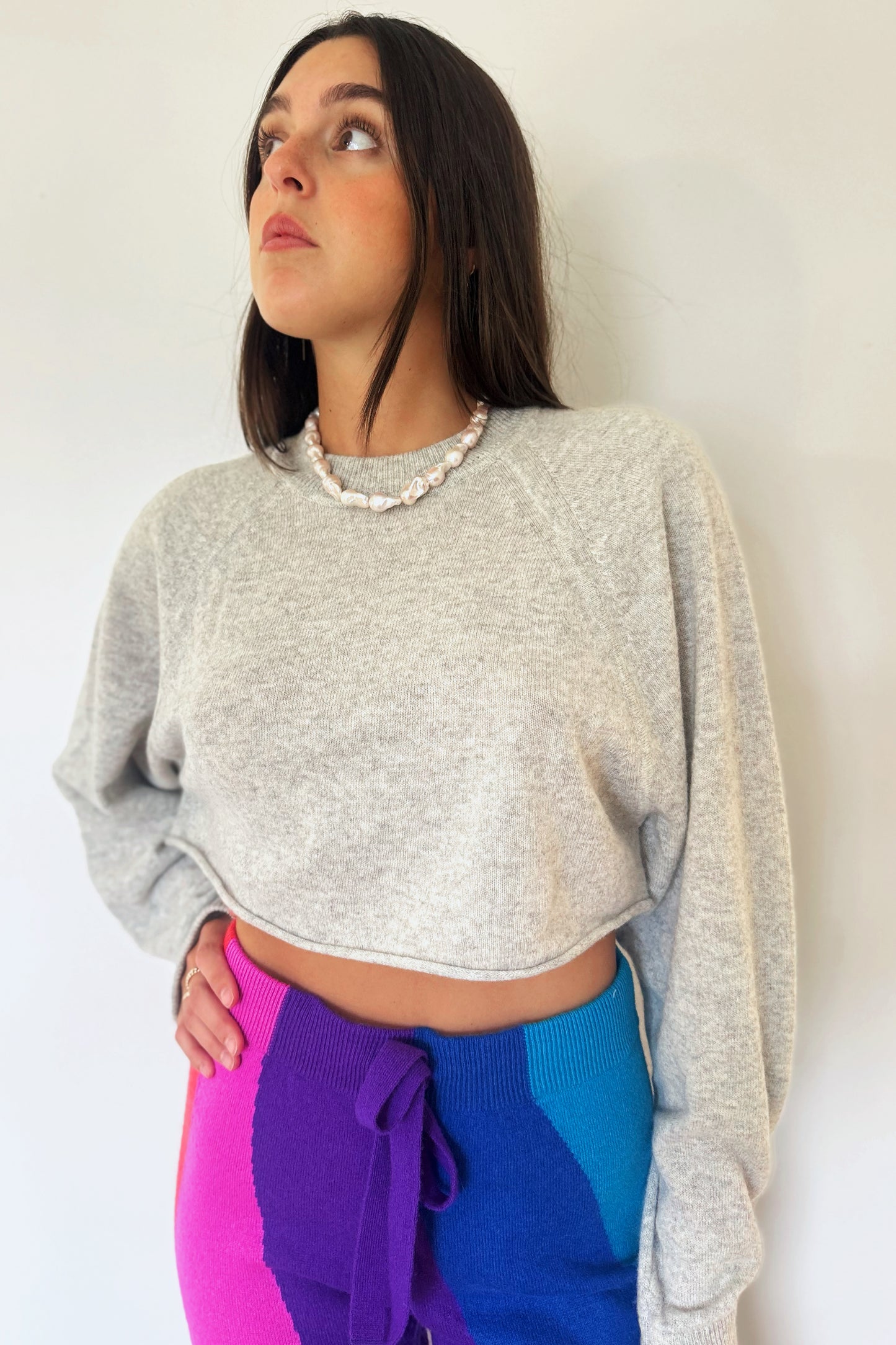 Crush Holli Crop Sweater - Fluffy Grey