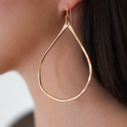 Hammered Teardrop Hoops