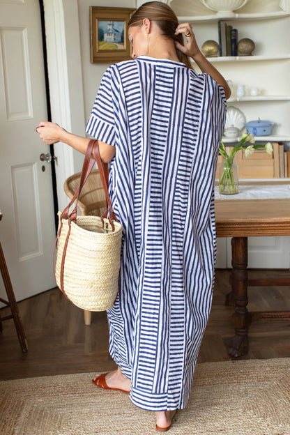 Emerson Fry Emerson Caftan - Indigo Stripe Organic