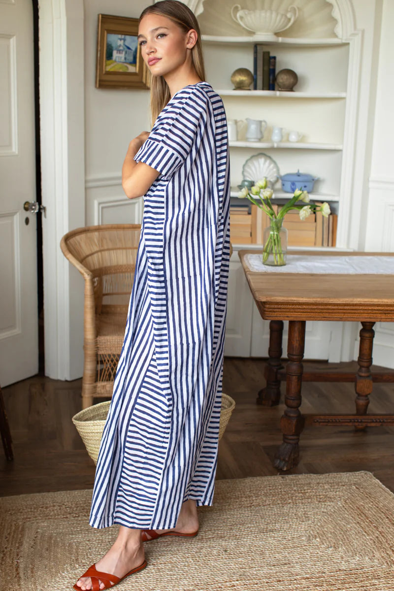 Emerson Fry Emerson Caftan - Indigo Stripe Organic