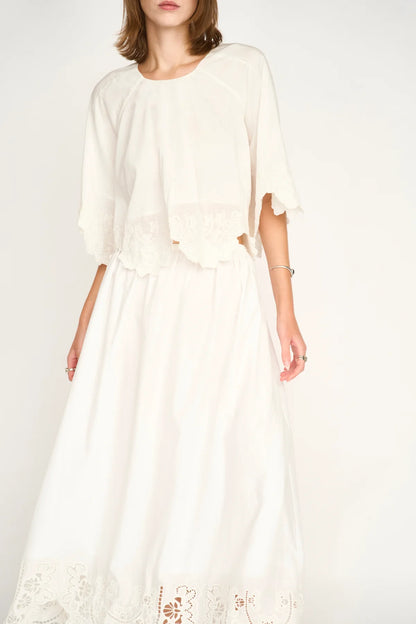 MIRTH Bari Top in White Lotus Eyelet